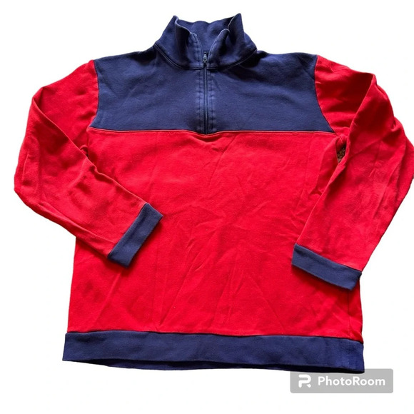 Little English Boy's Size 8 Hastings Half-Zip Red Navy Blue Pullover Colorblock - Picture 1 of 5
